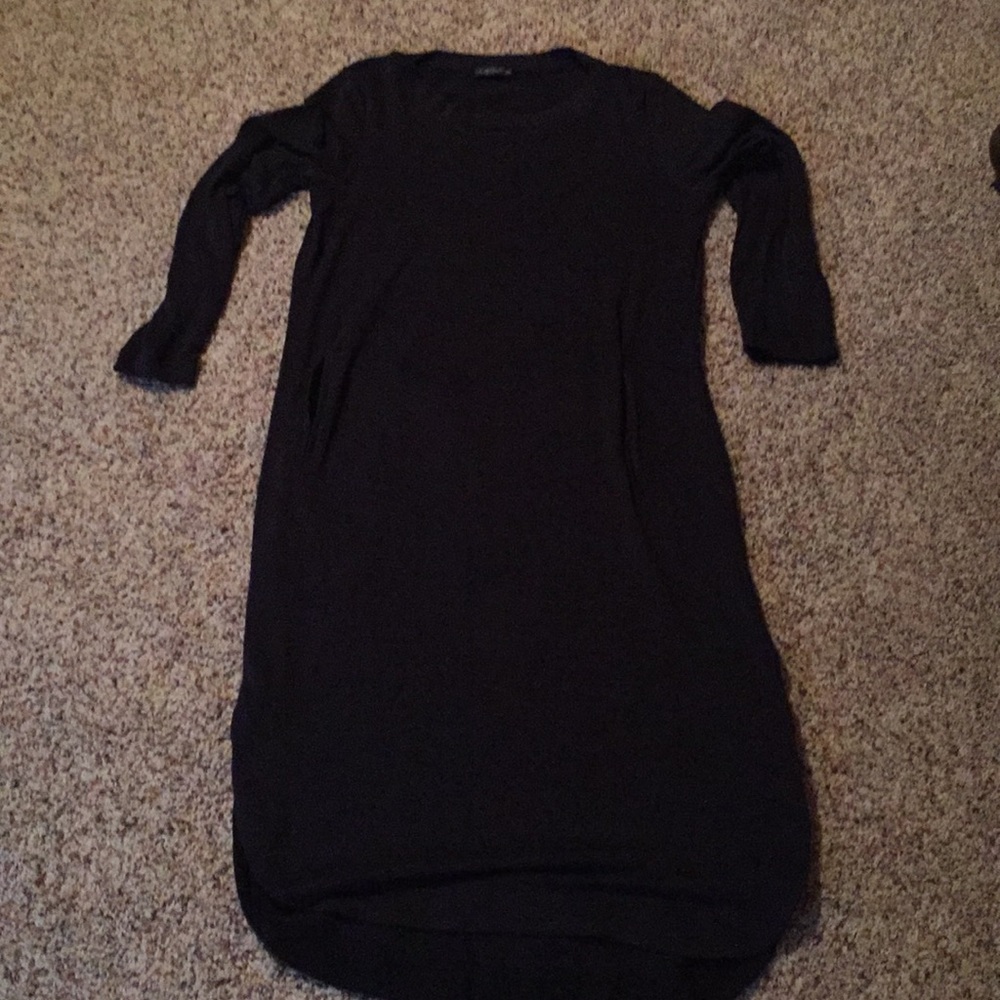 Black Midi Dress with 3/4 Sleeves - Women